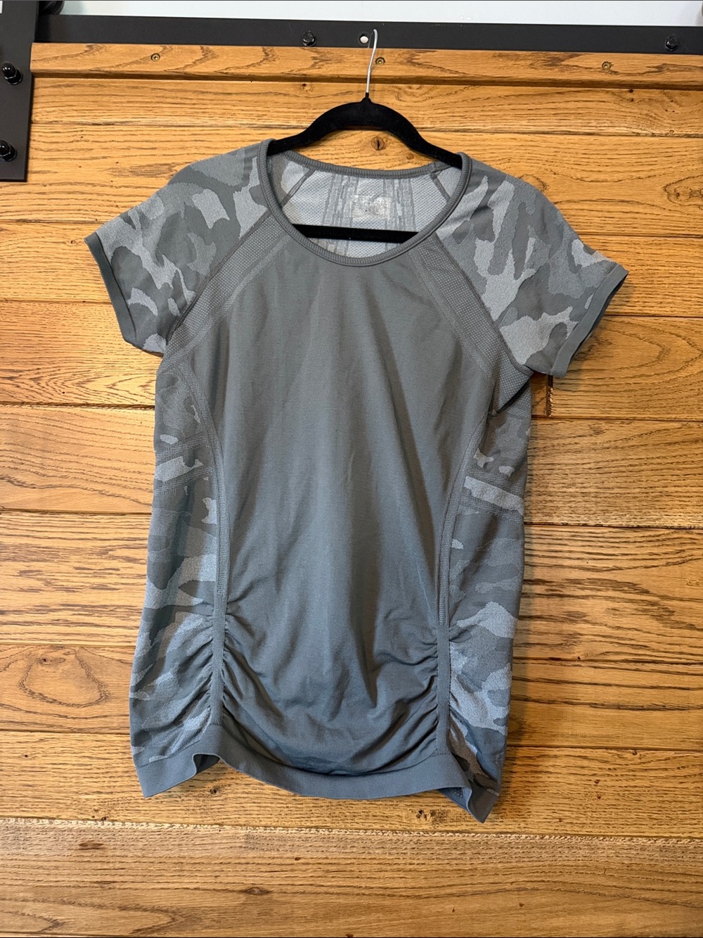 Athleta Short-Sleeve Performance Top in Gray Camo